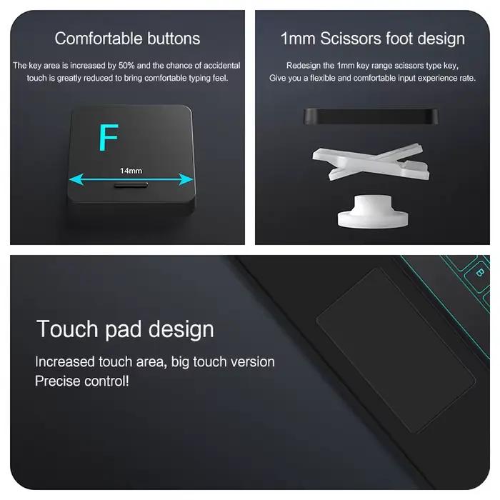 Clavier tactile sans fil rétro 4.2 Bluetooth pour iOS Android Windows tablette téléphone espagnol portugais russe hébreu arabe polyvalent et réactif