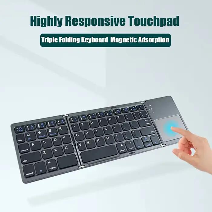 Clavier Bluetooth sans fil pliable avec pavé tactile claviers portables pliants pour PC Mac Smartphone Windows iOS Android