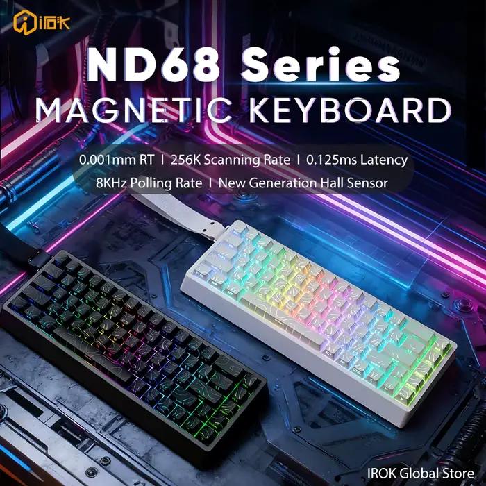 Clavier mécanique magnétique filaire pour jeux IROK ND68 Pro ND68