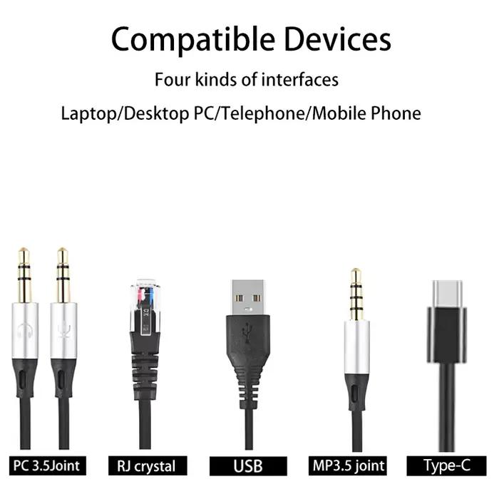 Casque antibruit BS29, réduction du bruit avec contrôle, casque pour centre d'appels, adapté pour PC/téléphone/ordinateur portable/bureau à domicile