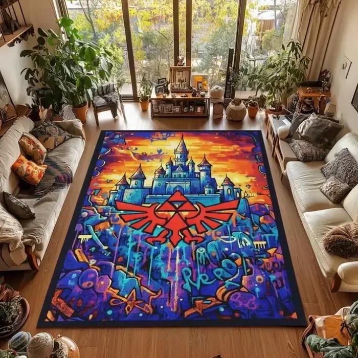 Tapis de jeu VIKAMA antidérapant Zelda Triforce pour la décoration de la salle de jeux
