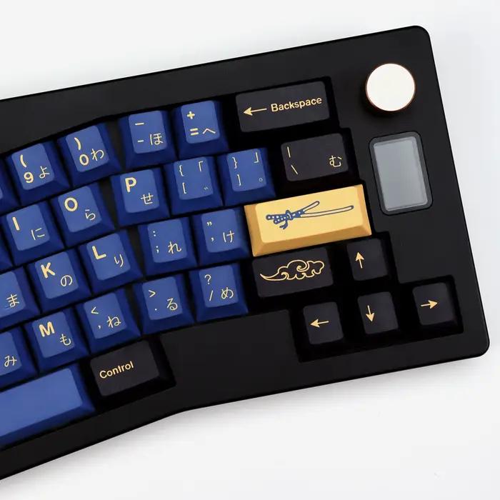 KBDiy japonais rétro bleu samouraï GMK Keycap cerise profil Alice ISO PBT Keycaps pour Aula clavier mécanique Gamer espace divisé