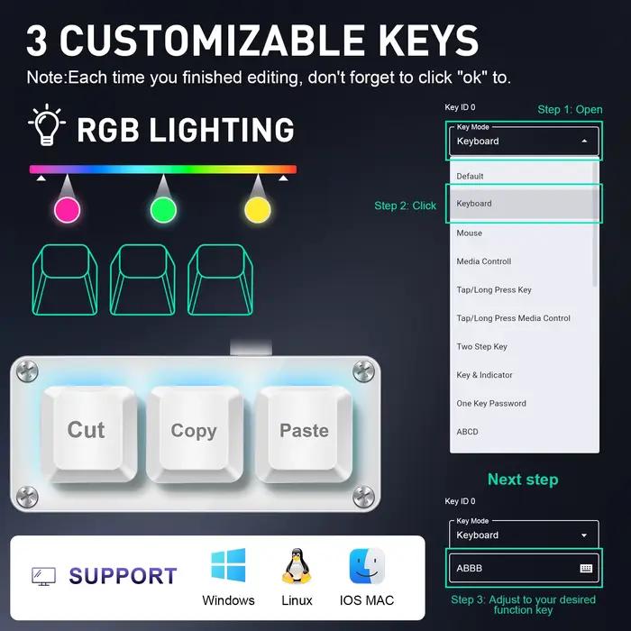 Clavier USB filaire SAYODEVICE à 3 touches