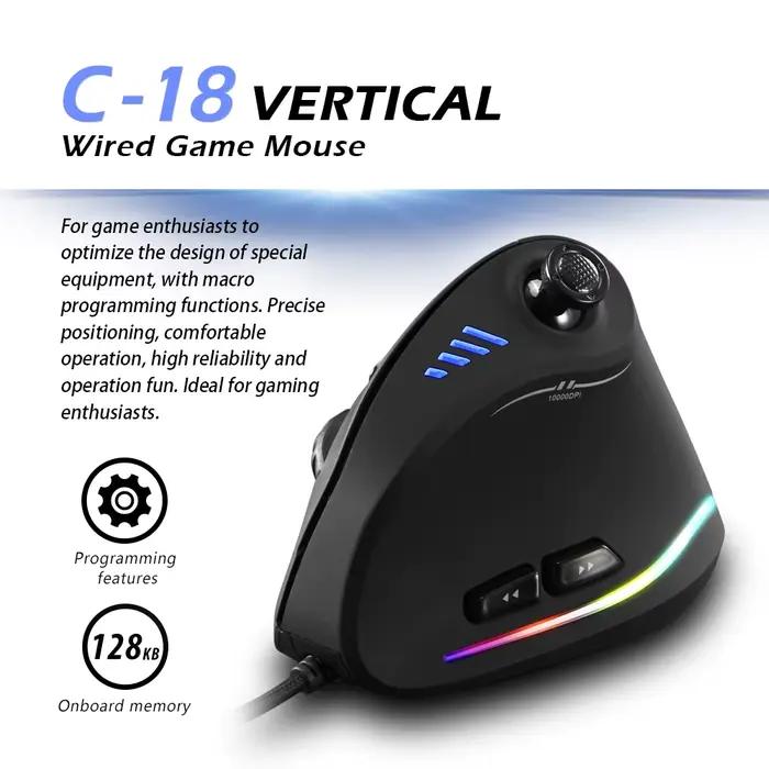 Zelotes – souris de jeu verticale filaire C-18