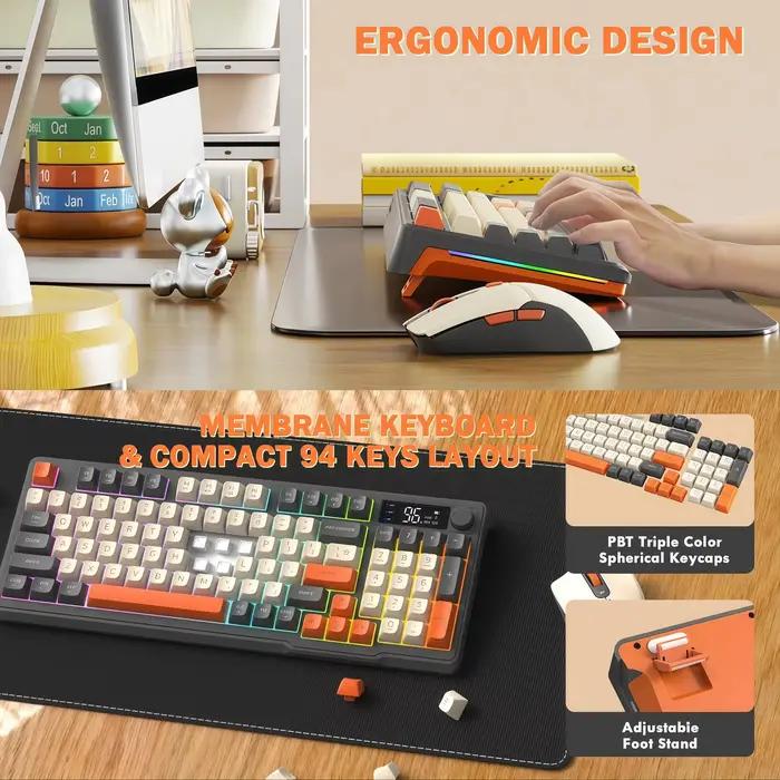 Kit Clavier et Souris Sans Fil T96 Tricolore Tendance