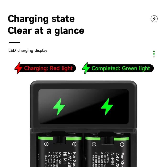 Batterie rechargeable 2600mAh pour manettes Xbox Series X/S/Xbox One S/X/XBOX ONE avec station de charge USB