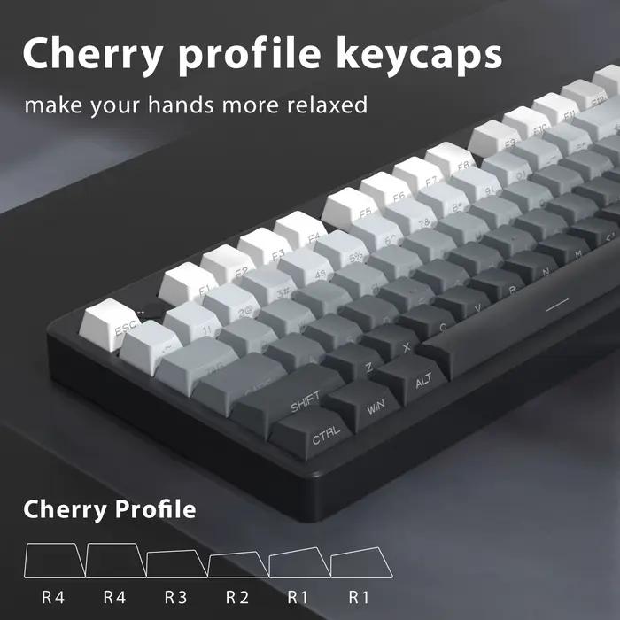 KBDiy 133 touches dégradé gris PBT Double injection Keycap impression latérale brillant à travers