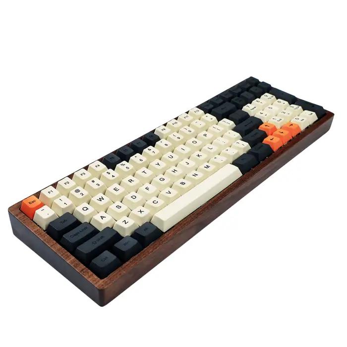96 Clavier Hotswap avec boîtier en bois | QMK VIA Underglow RGB ANSI ISO PCB Alu plaque hêtre