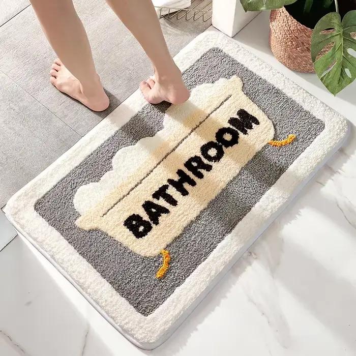 Tapis de salle de bain en fausse laine douce, Super absorbant, antidérapant, pour baignoire de douche, résistant à la saleté, confortable, pour sol de toilette