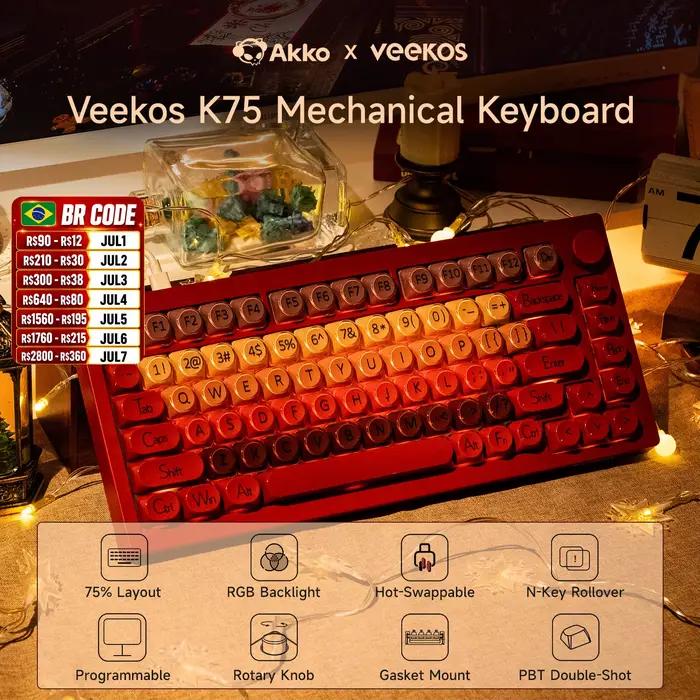AKKO 5075 X Veekos K75 clavier mécanique de jeu 75% rvb 3/5 broches