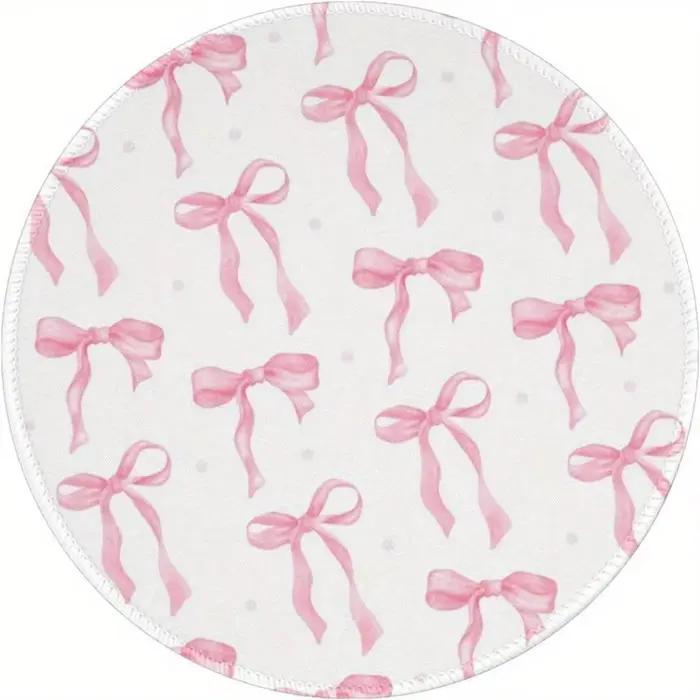 Tapis de souris rond à nœud rose