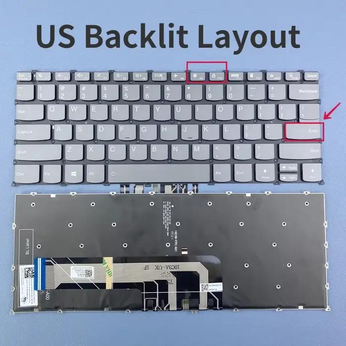 Clavier rétroéclairé US Espagnol Nordique UK Coréen pour Lenovo Flex 5-14IIL05 14ARE05 14ALC05 14ITL05 81X1 81X2 82hs AIR 14 2020 2019