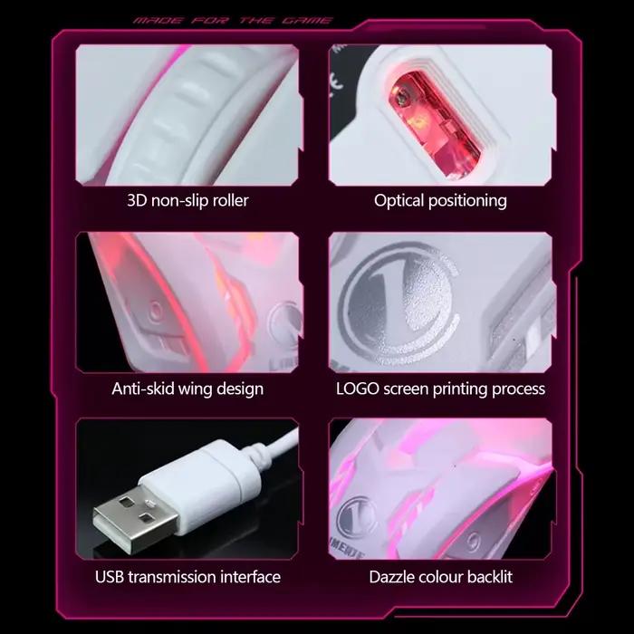 Souris de jeu Limei S1 E Sport LED rétro éclairée filaire USB pour bureau et portable occasionnelle ou quotidienne gaming