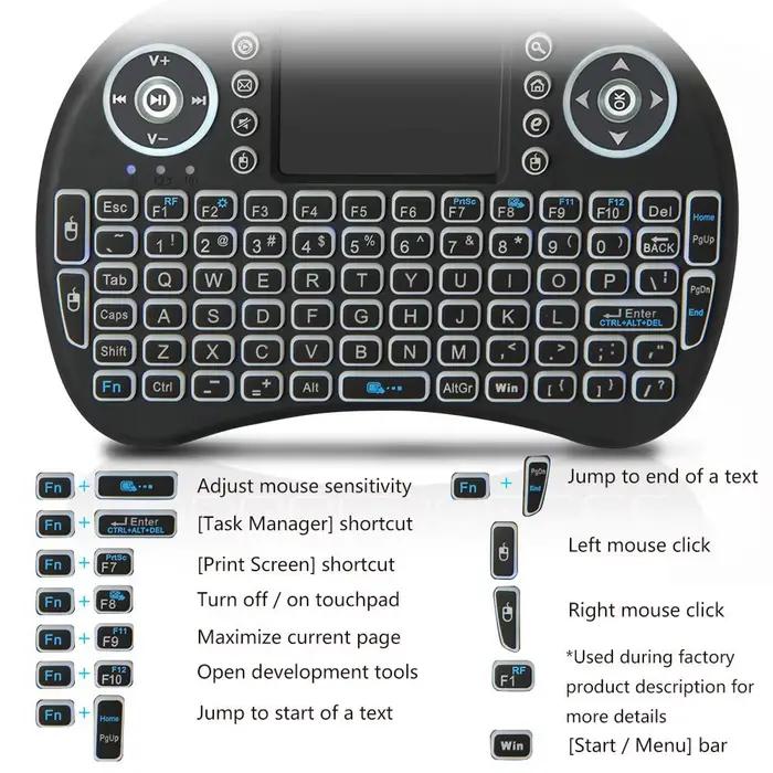 Air Mouse rétro-éclairé Mini clavier sans fil Azerty langue française avec pavé tactile PC TV Box RGB Gamer Air Kit