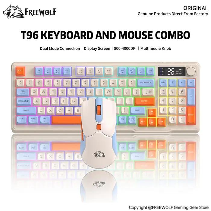 Kit Clavier et Souris Sans Fil T96 Tricolore Tendance