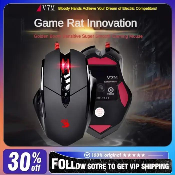 Souris filaire sanglante V7M RGB conception ergonomique légère 4000dpi Pc bureau e-sports jeu Macro programmation