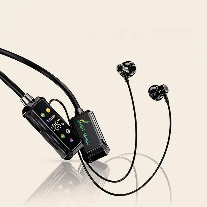 Casque sans fil Bluetooth 5.3 portable à tour de cou avec écran couleur intégré et batterie longue durée