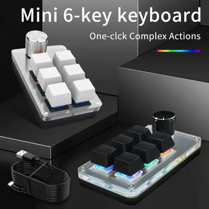 Clavier filaire à 6 touches et 1 bouton rotatif