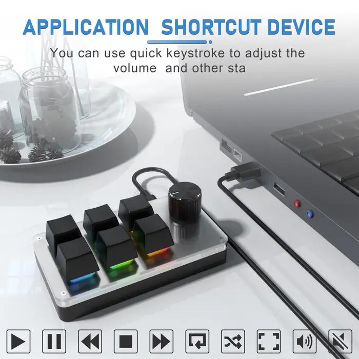 Clavier filaire à 6 touches et 1 bouton rotatif