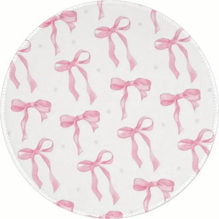 Tapis de souris rond à nœud rose