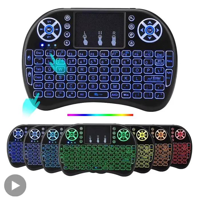 Air Mouse rétro-éclairé Mini clavier sans fil Azerty langue française avec pavé tactile PC TV Box RGB Gamer Air Kit