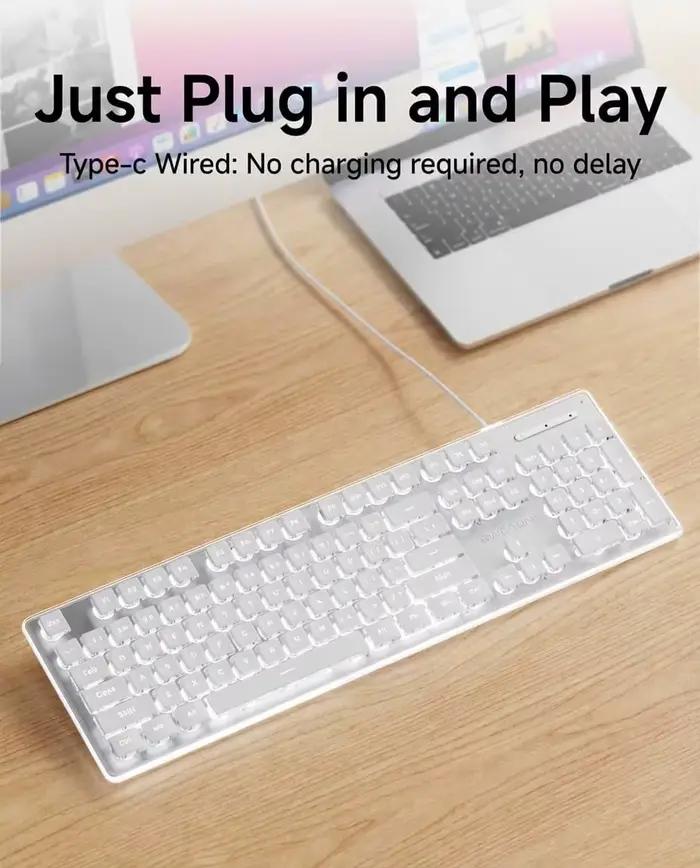 Clavier USB filaire avec rétroéclairage blanc