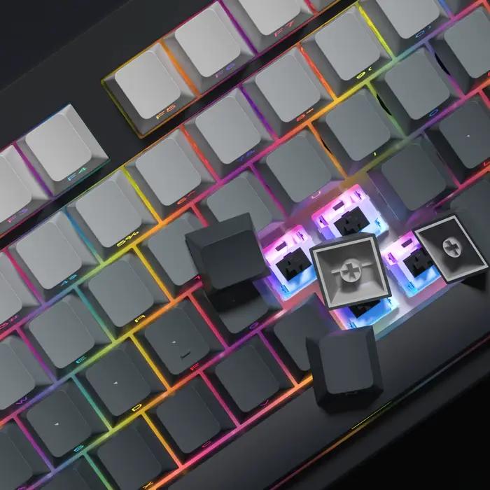 KBDiy 133 touches dégradé gris PBT Double injection Keycap impression latérale brillant à travers