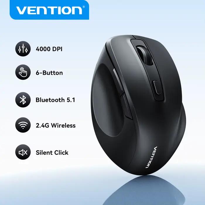 Vention souris sans fil Bluetooth 5.1 USB 2.4G double Mode ergonomique 4000 DPI muet 6 boutons