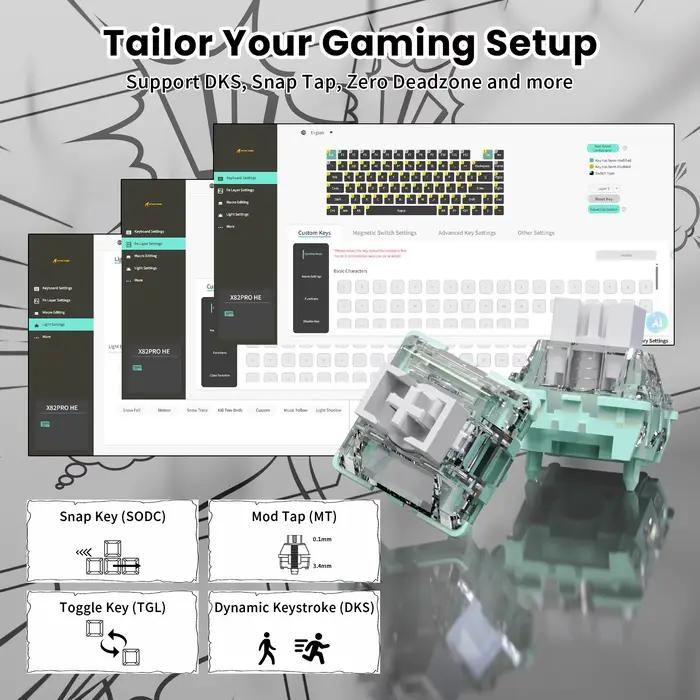 ATTACK SHARK X82PRO HE Clavier Gaming Sans Fil 8000Hz Rapid Trigger