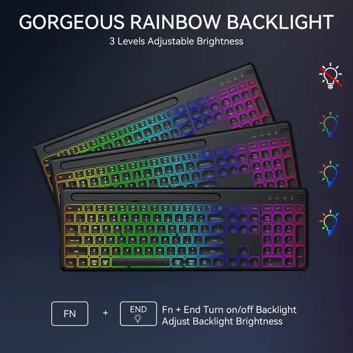 Ensemble clavier et souris ergonomiques rétro-éclairés sans fil
