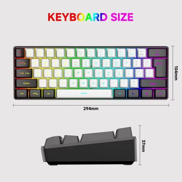 Clavier mécanique filaire pour jeux 60% avec rétroéclairage RGB