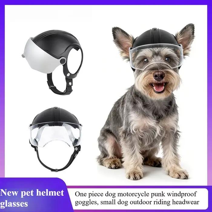 Nouvelles lunettes de protection intégrées pour chien, casque de moto punk, lunettes coupe-vent pour petit chien, équipement de conduite en extérieur