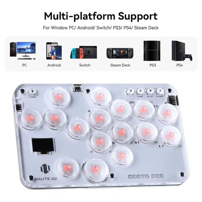 Manette de combat Haute42 Arcade Hitbox Joystick Hitbox pour PC PS4 Switch Clavier de jeu avec 16 Boutons Mode RGB Occasions Spéciales