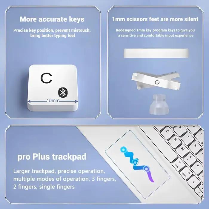 Clavier et souris sans fil Bluetooth avec pavé tactile, format de poche, longue durée de vie de la batterie, pour iPad, téléphone Xiaomi, tablette multilingue occassions spéciales et quotidienne