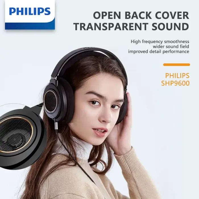 Casque Filaire Philips SHP9660 Noir Mat Design Ergonomique Oreillettes Respirantes Microphone Intégré Compatible avec Tous les Appareils Électroniques Occasions Spéciales