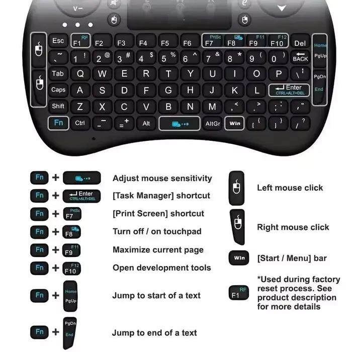 Clavier sans fil Air Mouse avec pavé tactile AZERTY espagnol