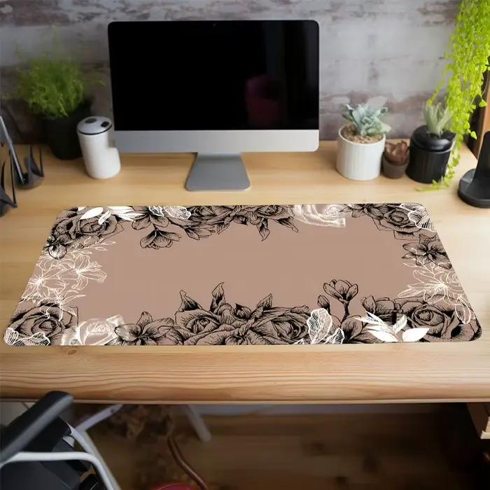 Tapis de souris à fleurs brunes