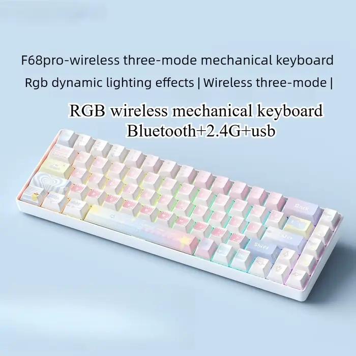 Clavier mécanique RGB Teclado Gamer 68 touches sans fil + Bluetooth + filaire 60% pour iPad