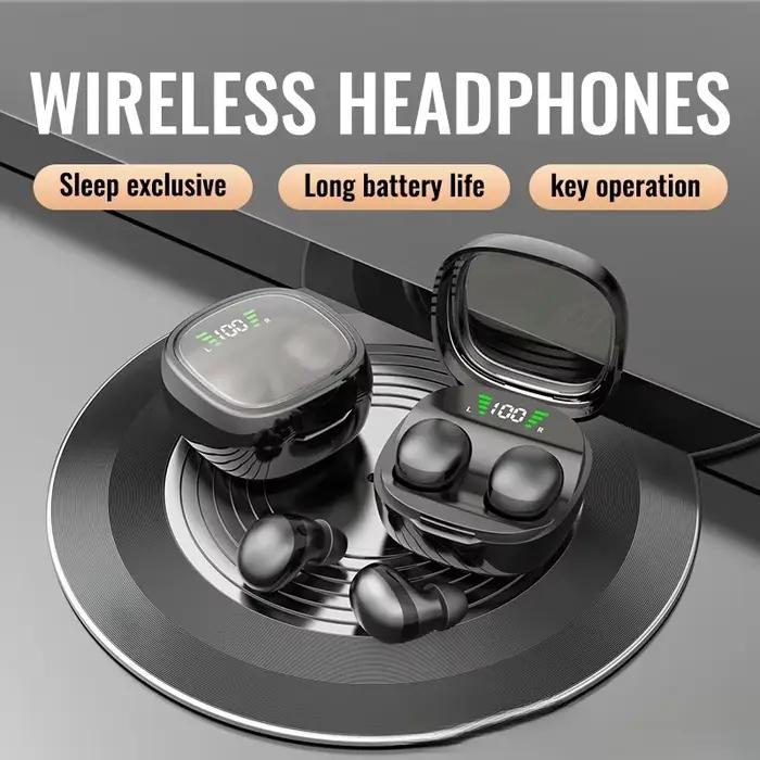 Ecouteurs intra-auriculaires Bluetooth 5.3 waterproof invisible pour sommeil travail sport et divertissement haut-parleurs 2 basses profondes dynamiques rechargeables autonomie longue confortables