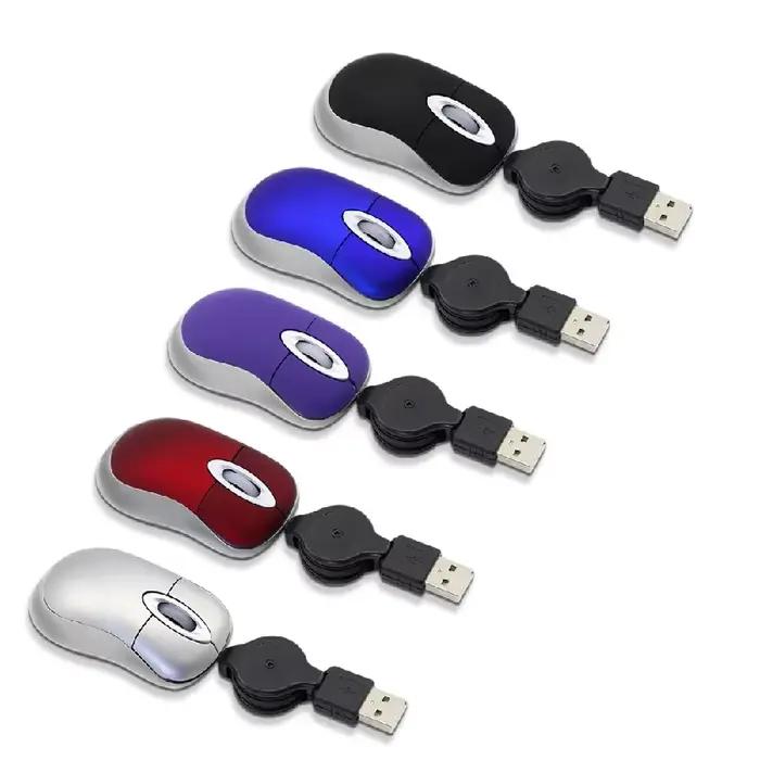 Mini souris filaire rétractable Portable pour ordinateur