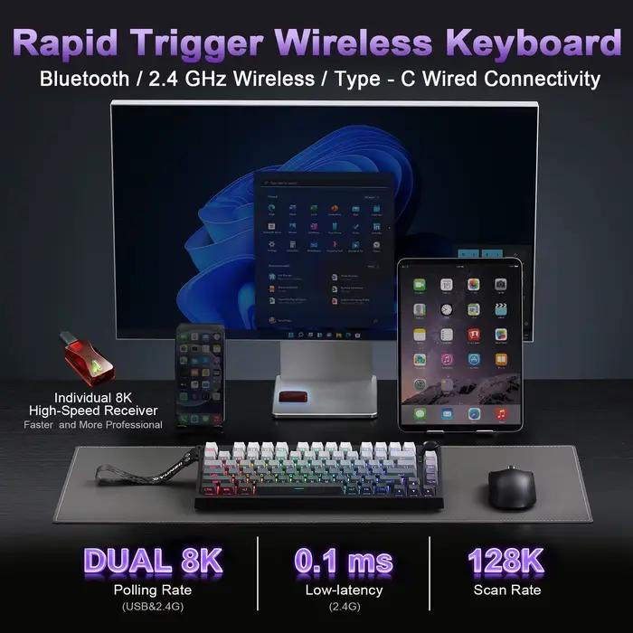 YUNZII RT75 PRO clavier de jeu sans fil double 8K