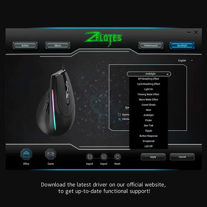 Souris verticale filaire pour gamer ZELOTES