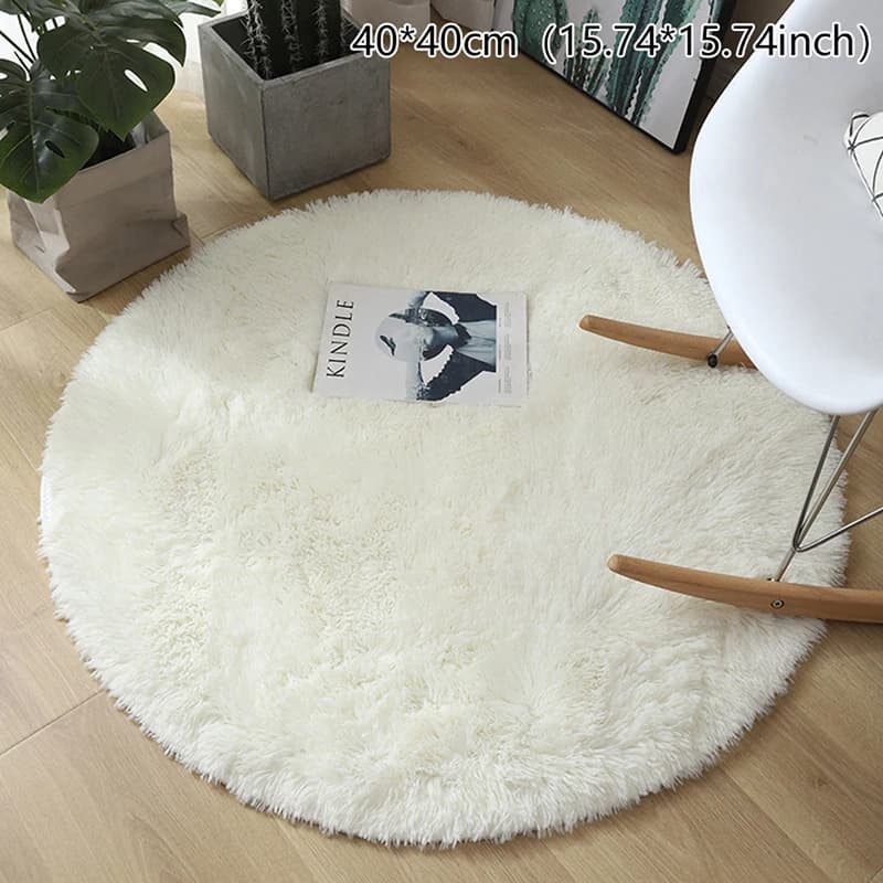 Tapis rond en laine pelucheuse, 40x40cm, pour document solide, petit, pour salon, chambre à coucher,