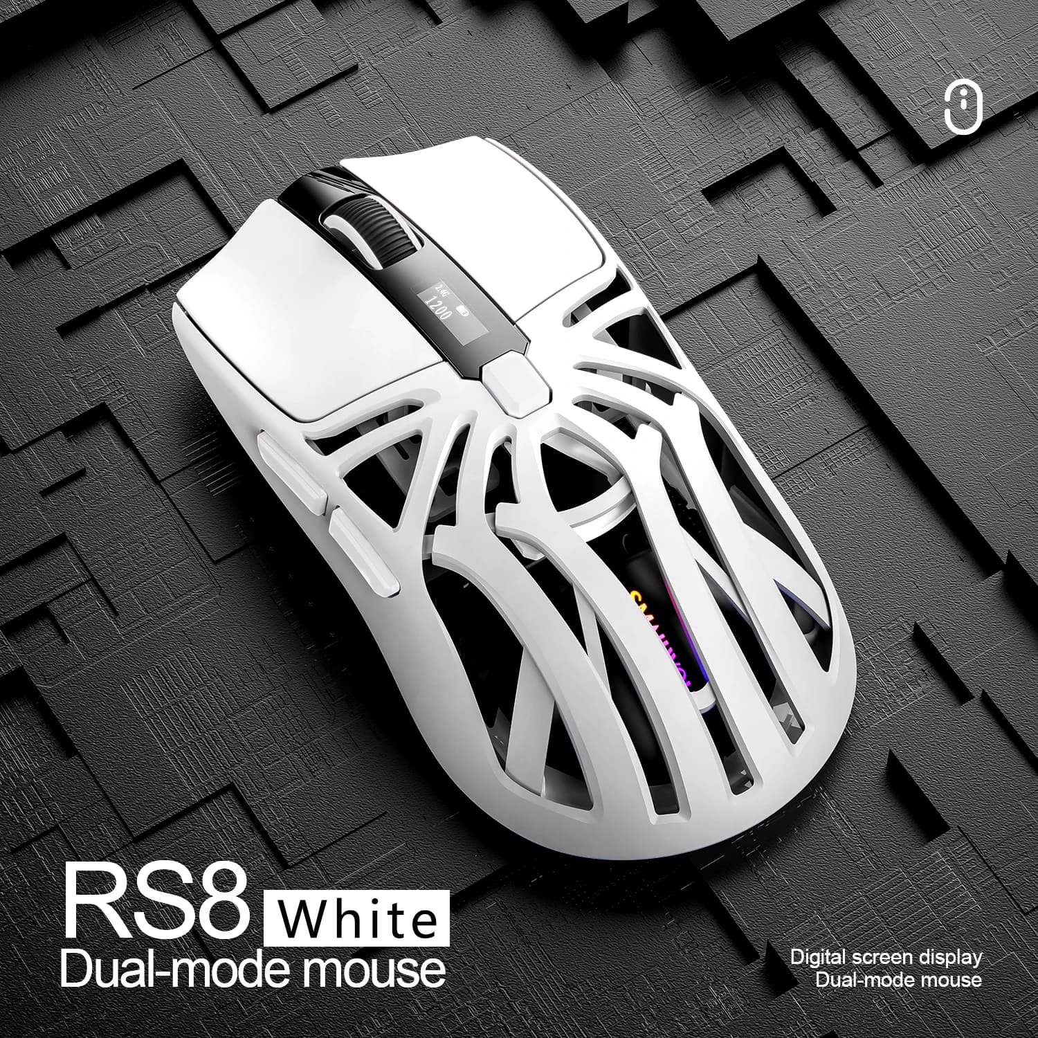 SmailWolf RS8 Bluetooth sans fil 2.4g souris de jeu triple mode léger e-sports jeu 1K taux de retour