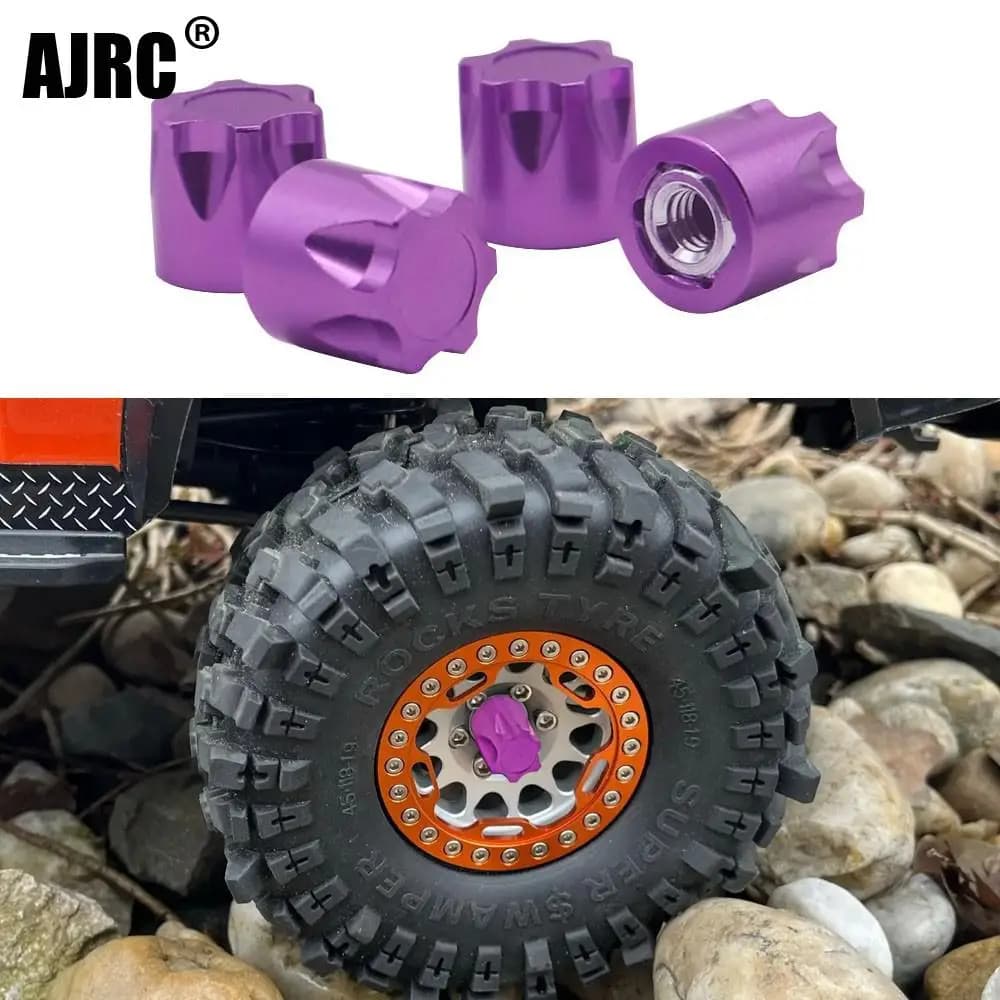 Capuchon de chapeau de jante de roue à écrou M4 en alliage d'aluminium Cnc, 4 pièces, pour chenille 