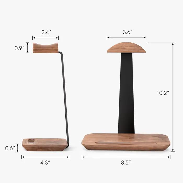 Support pour casque, support en bois pour casque de bureau, support universel pour casque avec base