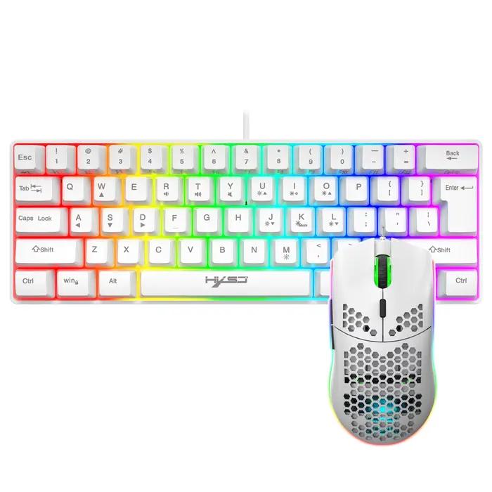 Vente chaude HXSJ 61 touches V700 RGB lumineux mécanique sensation clavier et souris combos jeu pour