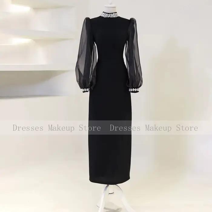 Robes de soirée formelles bleu royal foncé pour femmes, col haut en cristal, colonne, robe de soirée
