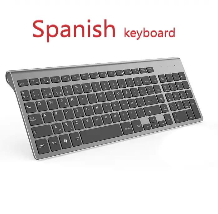 Ensemble clavier et souris sans fil espagnol/russe, 2.4 ghz, Ultra-fin, Design élégant, pour bureau/