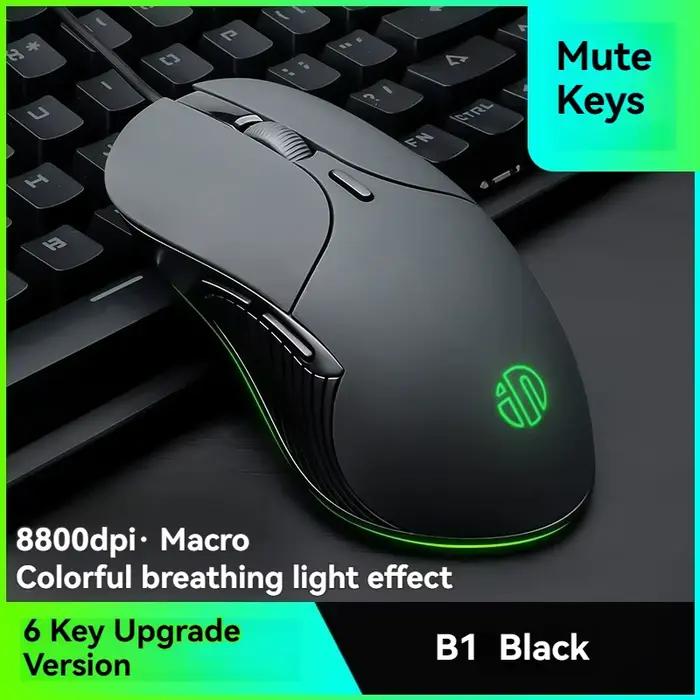 Souris filaire de jeu Macro 8800DPI réglable 6 boutons clic silencieux souris électroluminescente bu